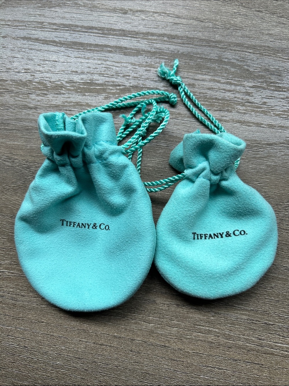 Tiffany & Co. Kids Turquoise Drawstring Jewelry Pouches
